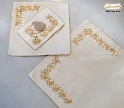 سجاده و جانماز مخمل ملیله دوزی شیری - صفاهوم