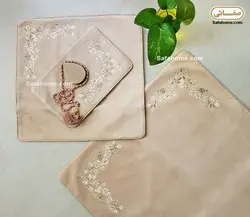 سجاده و جانماز مخمل گلدوزی نسکافه ای - صفاهوم