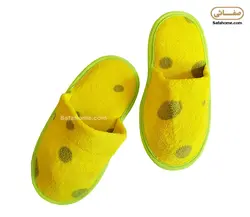 دمپایی حوله ای بچگانه پودایران طرح خالدار زرد - صفاهوم