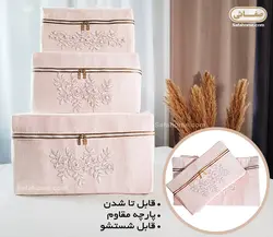 باکس زیپدار مخمل گیپور صورتی روشن - صفاهوم