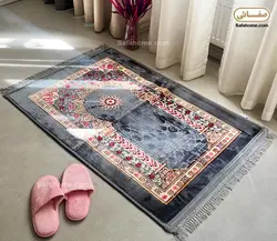 سجاده مدل قالیچه گل برجسته طوسی - صفاهوم