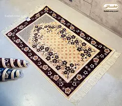 سجاده مدل قالیچه گل برجسته حاشیه زرشکی - صفاهوم