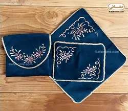جانماز کیفی گلدوزی برجسته ملیسا سورمه ای - صفاهوم