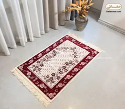 سجاده مدل قالیچه گل برجسته کرم زرشکی - صفاهوم