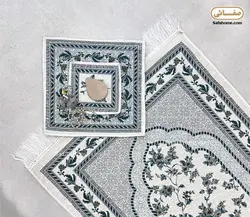 سجاده و جانماز مدل شانل گل برجسته طوسی سبز - صفاهوم