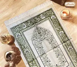 سجاده kadifeteks مدل قالیچه گل برجسته زیتونی - صفاهوم