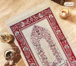 سجاده kadifeteks مدل قالیچه گل برجسته زرشکی - صفاهوم