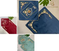 سجاده و جانماز مخمل سرمه دوزی پنج پر - صفاهوم