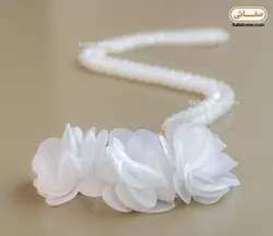 تسبیح زینتی کریستال گل برجسته سفید - صفاهوم