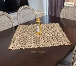 رومیزی مربع قلاب بافی طرح بته جقه کوچک - صفاهوم