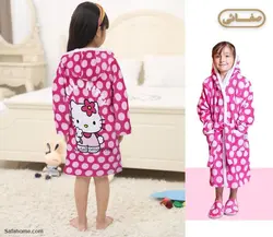 حوله تن پوش بچگانه طرح کیتی صورتی پودایران - کالای خواب، حمام و جهیزیه صفاهوم - صفائی اصفهان