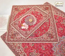 سجاده و جانماز ترمه هاشمی کد 24 قرمز وسط آبی - صفاهوم