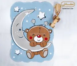 فرش کودک زرباف طرح خرس و ماه آبی - صفاهوم