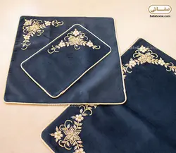 سجاده و جانماز مخمل ملیله دوزی سورمه ای - صفاهوم