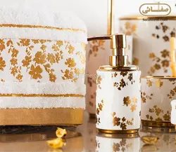 ست سرویس بهداشتی 5 تکه سرامیکی طرح eleanora طلایی - صفاهوم