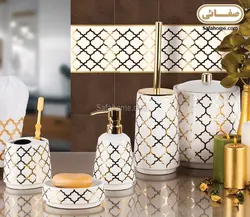 سرویس بهداشتی 5 تکه سرامیکی طلایی طرح Nef - صفاهوم