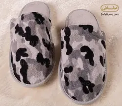 دمپایی حوله ای پودایران طرح ارتشی طوسی - صفاهوم