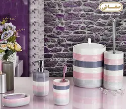 ست سرویس بهداشتی 5 تکه سرامیکی طرح Laviva صورتی - صفاهوم