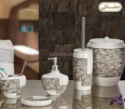 سرویس بهداشتی 5 تکه رزین کرم-نسکافه ای طرح Pettie - صفاهوم