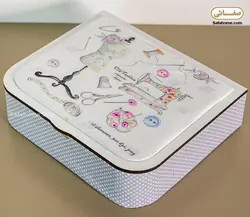 جعبه و وسایل خیاطی طرح لوازم خیاطی سفید - صفاهوم