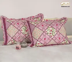 روبالشی پنبه دوزی طرح چهل تکه صورتی - صفاهوم
