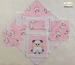 ست حوله نوزادی 6 تکه طرح ببعی صورتی - صفاهوم