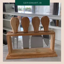 ست استند و کارد کره خوری و پنیر خوری چوبی