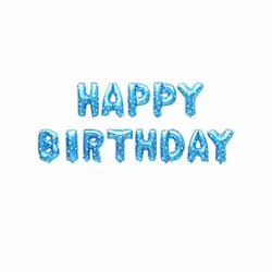 بادکنک فویلی happy birthday - آبی طرح دار - 16 اینچ ( همراه روبان )