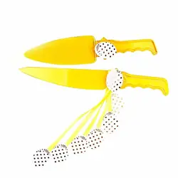 کارد و کفگیر کیک تم تولد طلا کوب خال دار مدل STBT383