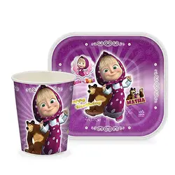 پیش دستی و لیوان تم تولد ماشا مدل STBT753