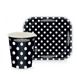 پیش دستی و لیوان تم تولد مشکی خال سفید مدل STBT842