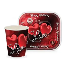 پیش دستی و لیوان تم قلب Love مدل STBT865