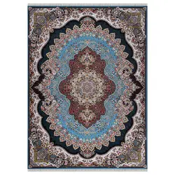 فرش ماشینی 700 شانه اکرولیک طرح ارکیده رنگ آبی