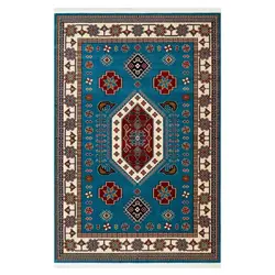 فرش ماشینی سبلان کلکسیون گبه کد 34 زمینه آبی