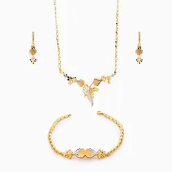 سرویس طلا 18 عیار زنانه مدل گل شیپوری کد ST0114