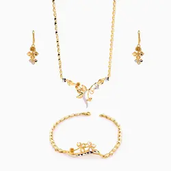 سرویس طلا 18 عیار زنانه مدل گل زنگوله ای کد ST0113