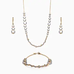 سرویس طلا 18 عیار زنانه زنجیری مدل آلبرنادو حلقه ای کد ST0056