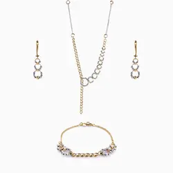 سرویس طلا 18 عیار زنانه زنجیری مدل آلبرنادو حلقه ای کد ST0054