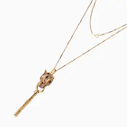 گردنبند طلا 18 عیار زنانه رولباسی مدل کارتیر طرح پلنگ کد NL0121