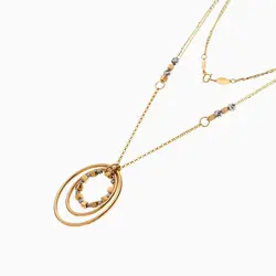 سرویس طلا 18 عیار زنانه زنجیری مدل حلقه و گوی کد ST0195