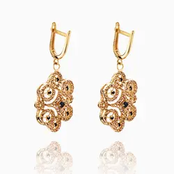 نیم ست طلا 18 عیار زنانه با نگین اتمی مدل اسلیمی طرح گل کد ST0085