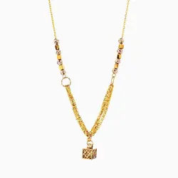سرویس طلا 18 عیار زنانه اسپرت مدل زنجیر و گوی با آویز مکعب کد ST0127