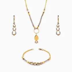 سرویس طلا 18 عیار زنانه زنجیری مدل آلبرنادو با آویز اشک کد ST0137