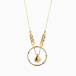 سرویس طلا 18 عیار زنانه زنجیری مدل کارتیر با آویز کد ST0126