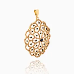 نیم ست طلا 18 عیار زنانه با نگین اتمی مدل اسلیمی طرح گل کد ST0086