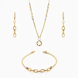 سرویس طلا 18 عیار زنانه اسپرت مدل زنجیری با آویز کد ST0136