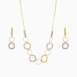سرویس طلا 18 عیار زنانه زنجیری مدل حلقه و گوی کد ST0169