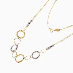 سرویس طلا 18 عیار زنانه زنجیری مدل حلقه و گوی کد ST0169