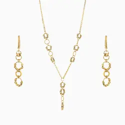 سرویس طلا 18 عیار زنانه زنجیری مدل حلقه و گوی کد ST0170