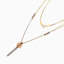 سرویس طلا 18 عیار زنانه زنجیری مدل گوی و زنجیر با آویز طرح دار کد ST0187